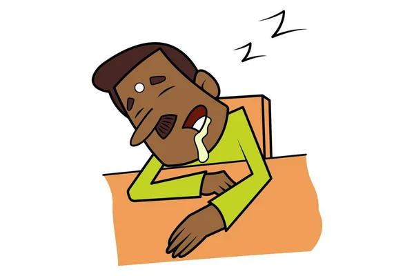 Ilustración Dibujos Animados Vectoriales Del Hombre Indio Del Sur Durmiendo — Vector de stock