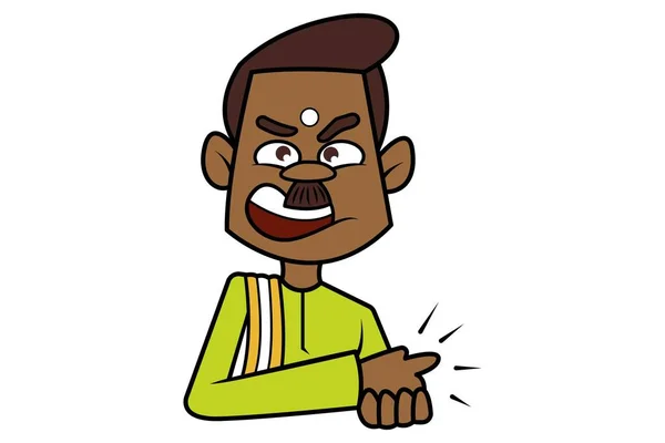 Illustration Vectorielle Dessin Animé Homme Sud Indien Colère Isolé Sur — Image vectorielle