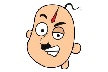 Şirin kel adam yaramaz ifade vektör karikatür çizim. Beyaz arka plan üzerinde izole.