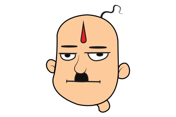 Vector Desenho Animado Ilustração Homem Careca Bonito Irritado Isolado Sobre — Vetor de Stock