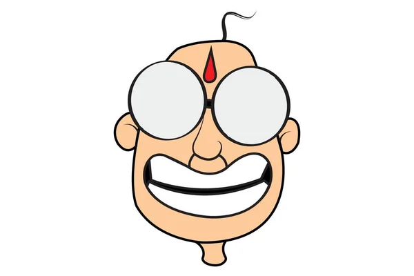 Vektor Kartun Ilustrasi Pria Botak Lucu Memakai Kacamata Terisolasi Pada - Stok Vektor