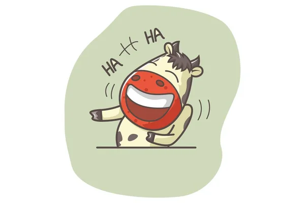 かわいい牛幸せのベクトル漫画イラスト 白い背景に分離 — ストックベクタ