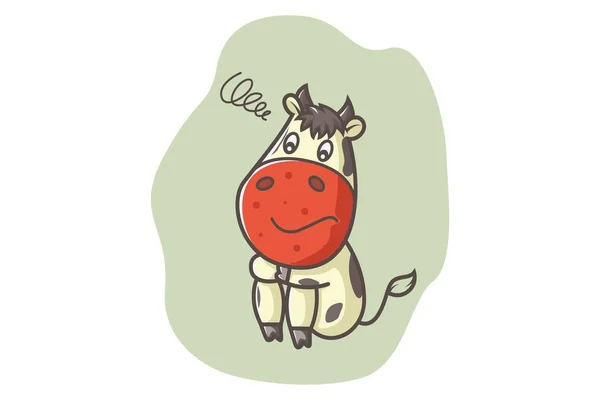 Vector Ilustración Dibujos Animados Vaca Linda Sonriendo Aislado Sobre Fondo — Vector de stock