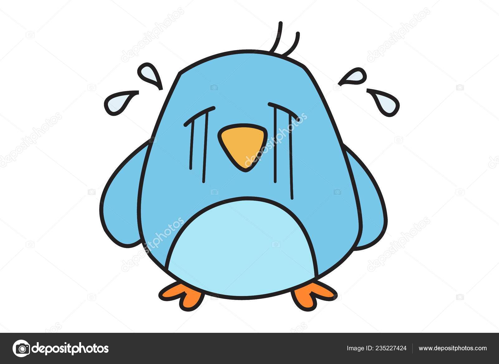 Image vectorielle Illustration Vectorielle Dessin Animé D'oiseau Mignon  Pleurant Isolé Sur Fond par ©F1Digitals - 235227424, image size:1600x1167