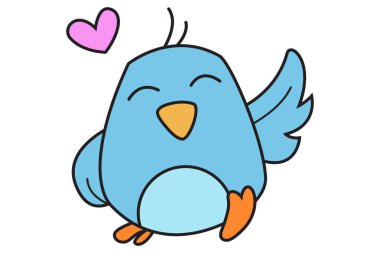 Vektör karikatür çizim aşık şirin kuş. Beyaz arka plan üzerinde izole.