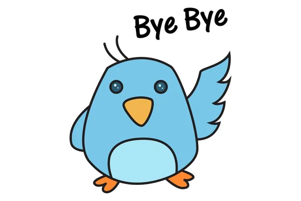 Vector Cartoon Illustration Cute Bird Saying Bye Bye Isolated White — Stock Vector