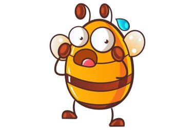 Şirin bal arısı şok vektör karikatür çizim. Beyaz arka plan üzerinde izole.