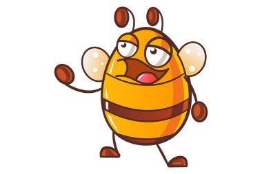 Vektör karikatür çizim şirin bal arısı. Beyaz arka plan üzerinde izole.