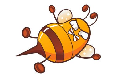 Vektör karikatür çizim şirin bal arısı öfkeli. Beyaz arka plan üzerinde izole.