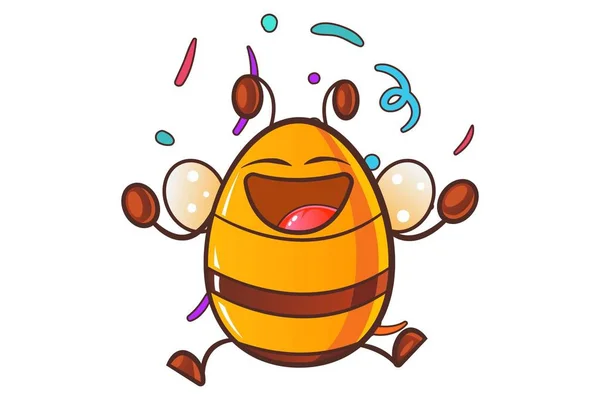 Illustration Vectorielle Dessin Animé Mignon Miel Abeille Partying Isolated Sur — Image vectorielle