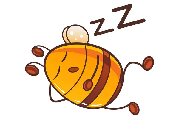 Vector Cartoon Illustration Cute Honey Bee Sleeping Isolated White Background — Stock Vector