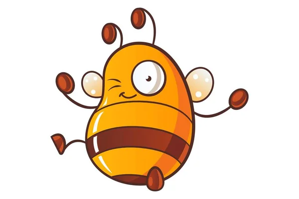 Vector Cartoon Illustration Cute Honey Bee Winking Isolated White Background — Stock Vector
