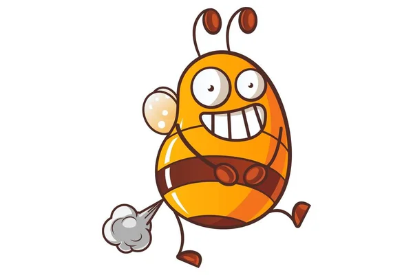 Векторна Мультиплікаційна Ілюстрація Милої Медової Бджоли Проникає Ізольовані Білому Тлі — стоковий вектор
