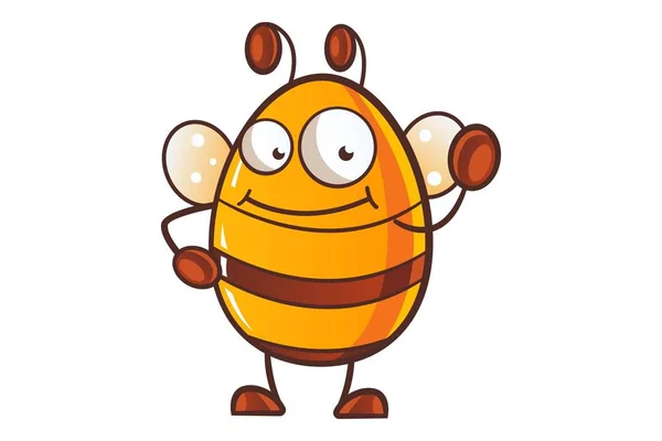 Vector Cartoon Illustration Cute Honey Bee Smiling Isolated White Background — Stock Vector