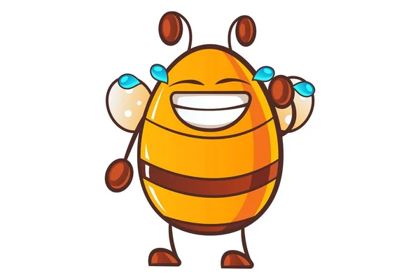 Vektor Rajzfilm Illusztráció Aranyos Honey Bee Nevetett Hangosan Elszigetelt Fehér — Stock Vector