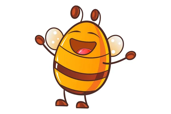 Illustration Vectorielle Dessin Animé Mignon Miel Abeille Rire Isolé Sur — Image vectorielle