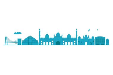 Bhopal manzarası. Vektör çizim ayrıntılı. Beyaz arka plan üzerinde izole.