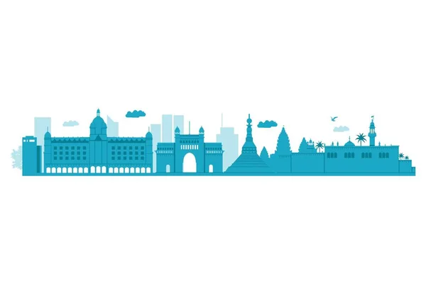 Mumbai Skyline Ilustración Vectorial Vector Altamente Detallado — Archivo Imágenes Vectoriales