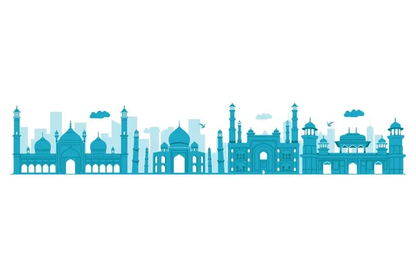 Agra Skyline Vectorillustratie Zeer Gedetailleerde Vector — Stockvector