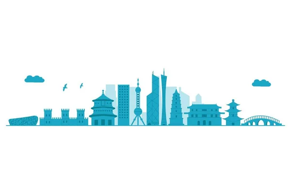 China Skyline Ilustração Detalhada Vetor — Vetor de Stock