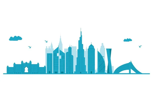 Dubai Skyline Ilustración Vectorial Detallada — Vector de stock