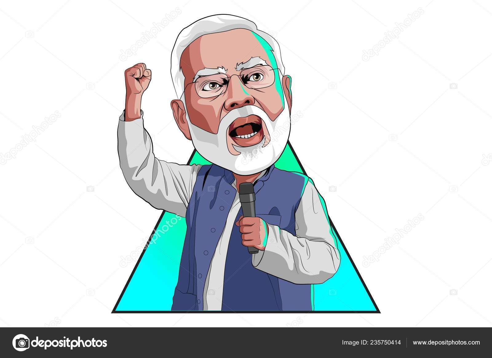 Vector Cartoon Illustration Cute Narendra Modi Isolated White Background  Stock Vector Image by ©F1Digitals #235750414