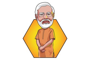 Şirin narendra modi vektör karikatür çizim. Beyaz arka plan üzerinde izole.
