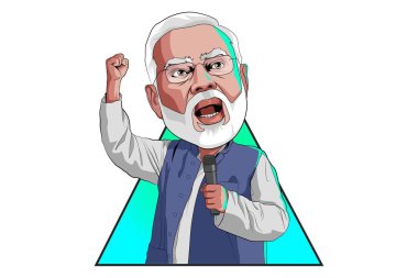 Şirin narendra modi vektör karikatür çizim. Beyaz arka plan üzerinde izole.