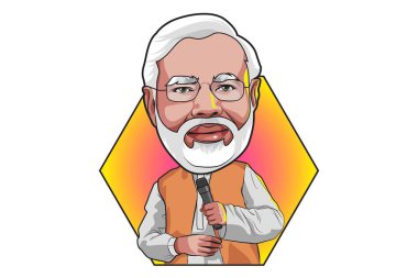 Şirin narendra modi vektör karikatür çizim. Beyaz arka plan üzerinde izole.