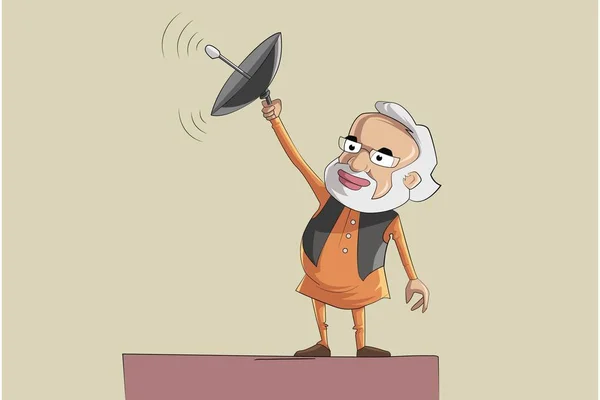 Vector Cartoon Illustration Cute Narendra Modi Isolated White Background — Stock Vector