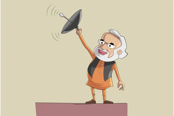 Şirin Narendra Modi Vektör Karikatür Çizim Beyaz Arka Plan Üzerinde — Stok Vektör