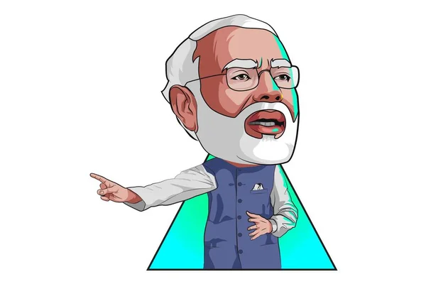 Ekim 2016 Karikatür Karakter Çizimi Narendra Modi Hindistan Başbakanı — Stok Vektör