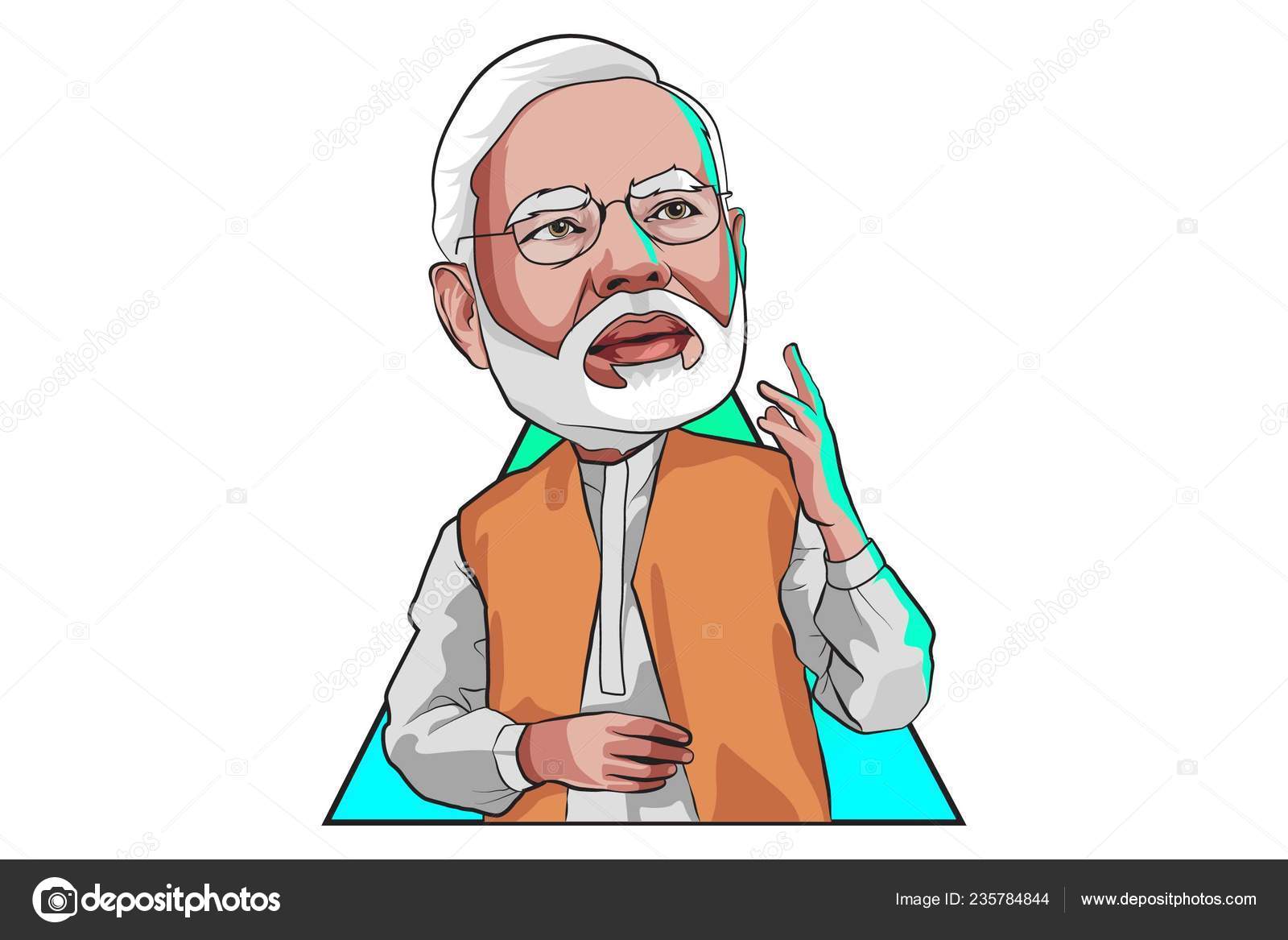 Vector Cartoon Illustration Cute Narendra Modi Isolated White Background  Stock Vector Image by ©F1Digitals #235784844