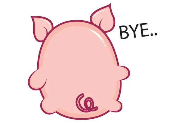 Vector cartoon illustration of cute pig saying bye. Isolated on white  background. - Stock Image - Everypixel