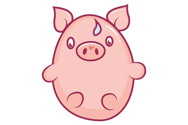 Illustration Vectorielle Dessin Animé Cochon Mignon Isolé Sur Fond Blanc — Image vectorielle