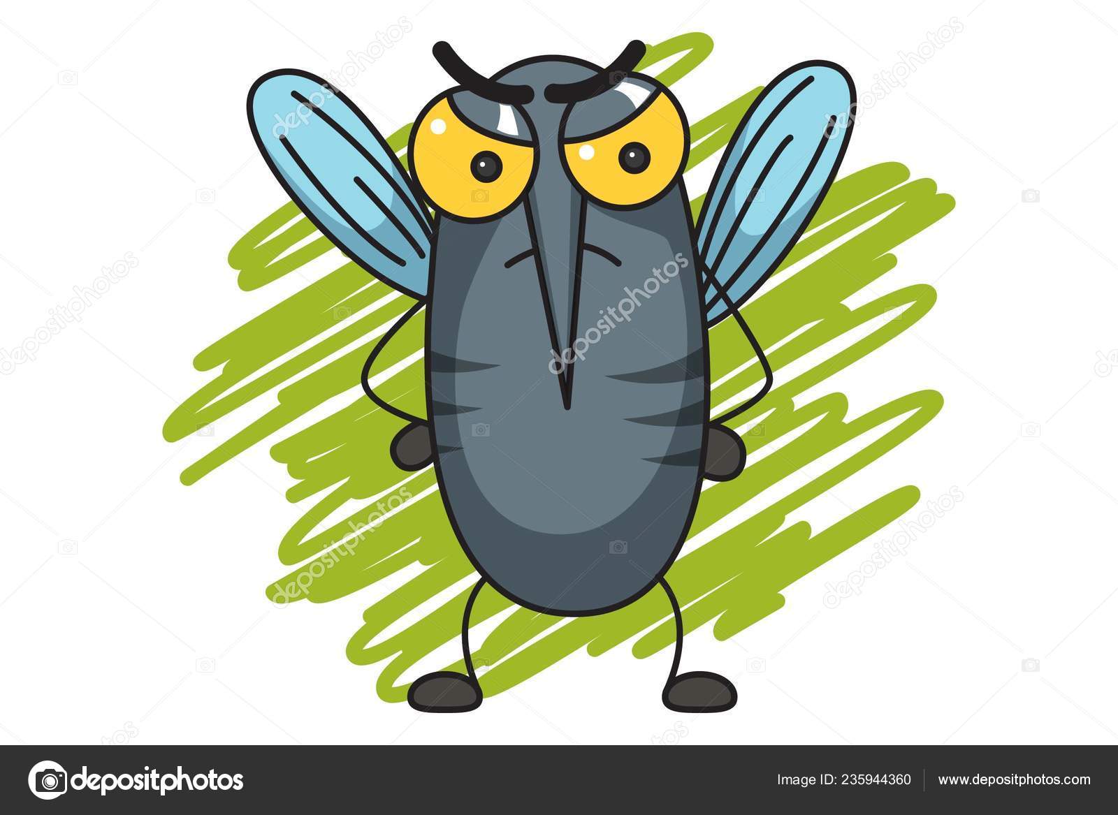 Vector Cartoon Illustration Cute Mosquito Angry Isolated White Background  Stock Vector Image by ©F1Digitals #235944360