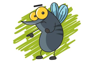 Vektör karikatür çizim şirin sivrisinek korkuttu. Beyaz arka plan üzerinde izole.