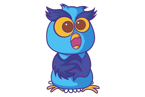 Vector Cartoon Illustration Cute Owl Shocked Isolated White Background — Stock Vector