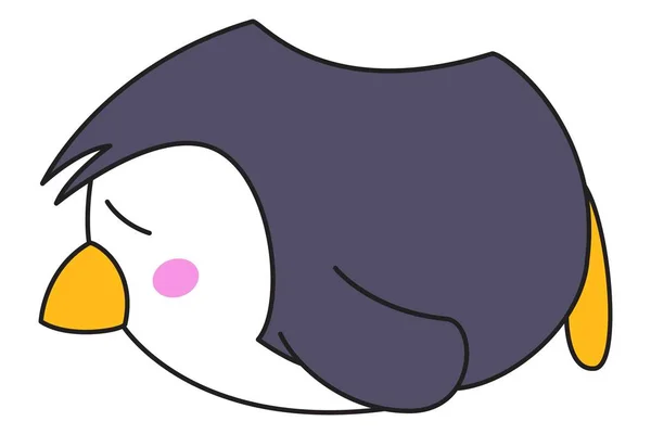 かわいいペンギン病気のベクトル漫画イラスト 白い背景に分離 — ストックベクタ