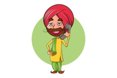 Vektör karikatür çizim punjabi adam Evet. Beyaz arka plan üzerinde izole.