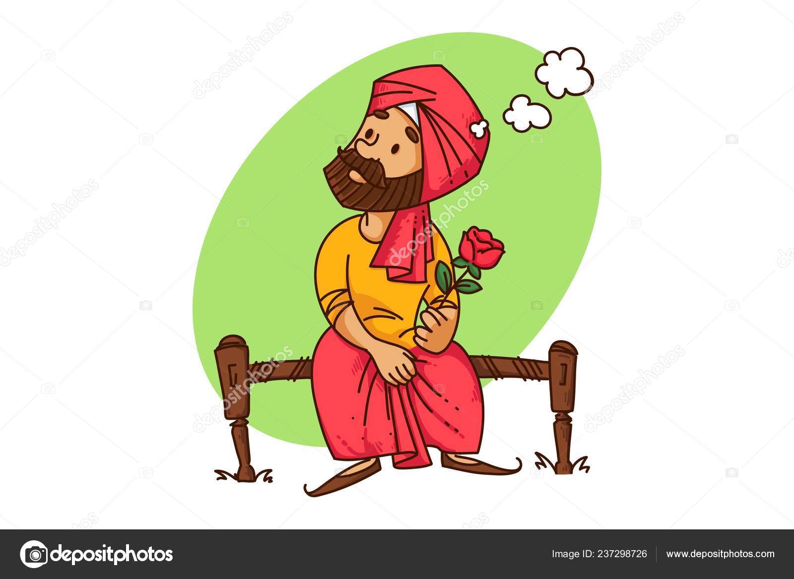 Vector Cartoon Illustration Punjabi Sardar Man Sitting Bed Rose Hand Stock  Vector Image by ©F1Digitals #237298726