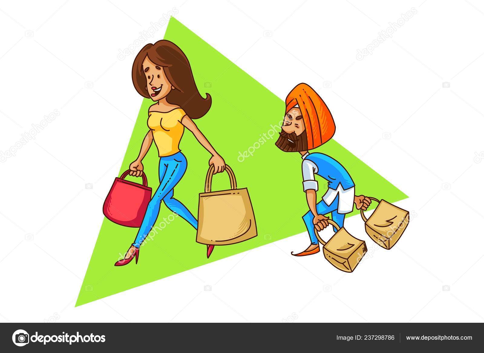 Vector Cartoon Illustration Punjabi Sardar Couple Shopping Isolated White  Background Stock Vector Image by ©F1Digitals #237298786