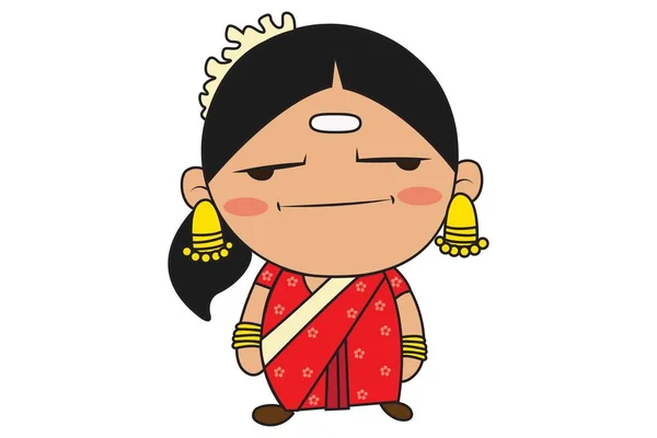 Dibujos Animados Vectoriales Ilustración Mujer India Del Sur Enfermo Aislado — Vector de stock