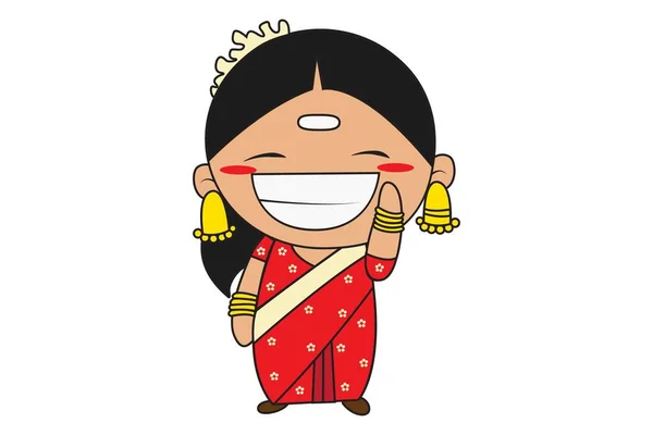 Ilustración Dibujos Animados Vectoriales Mujer India Del Sur Riendo Aislado — Vector de stock