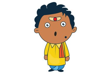 Güneyde Hint adam şok vektör karikatür çizim. Beyaz arka plan üzerinde izole.