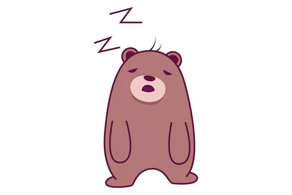 Vector Cartoon Illustration Cute Bear Closed Eyes Isolated White Background — Stok Vektör