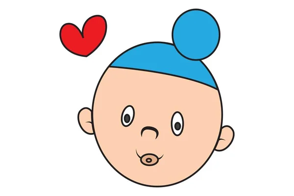 Ilustración Dibujos Animados Vectorial Bebé Sardar Lindo Con Corazón Aislado — Vector de stock