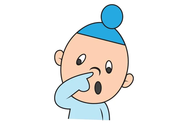 ベクトル漫画イラストかわいいサルダール赤ちゃんの鼻を突きます 白い背景に分離 — ストックベクタ