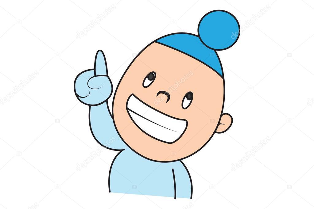 Vector cartoon illustration of cute sardar baby smiling. Isolated on white background.