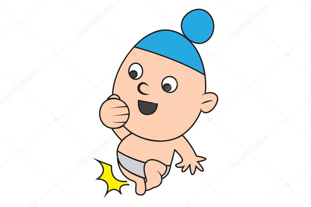 Vector cartoon illustration of cute sardar baby smiling.Isolated on white background.